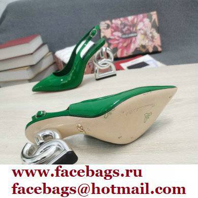 Dolce  &  Gabbana Heel 10.5cm Slingbacks Patent Green with DG Heel 2022